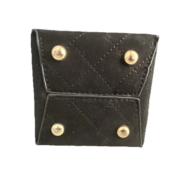 Quilted Mini Drawstring Shoulder Bag Black Pouch Gold Chain Crossbody - Picture 13 of 16